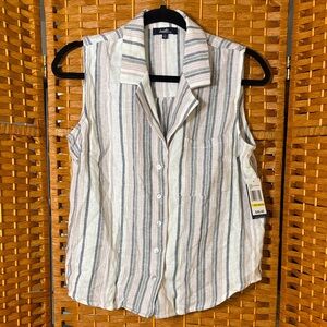 Angels Striped Button-Up linen Shirt